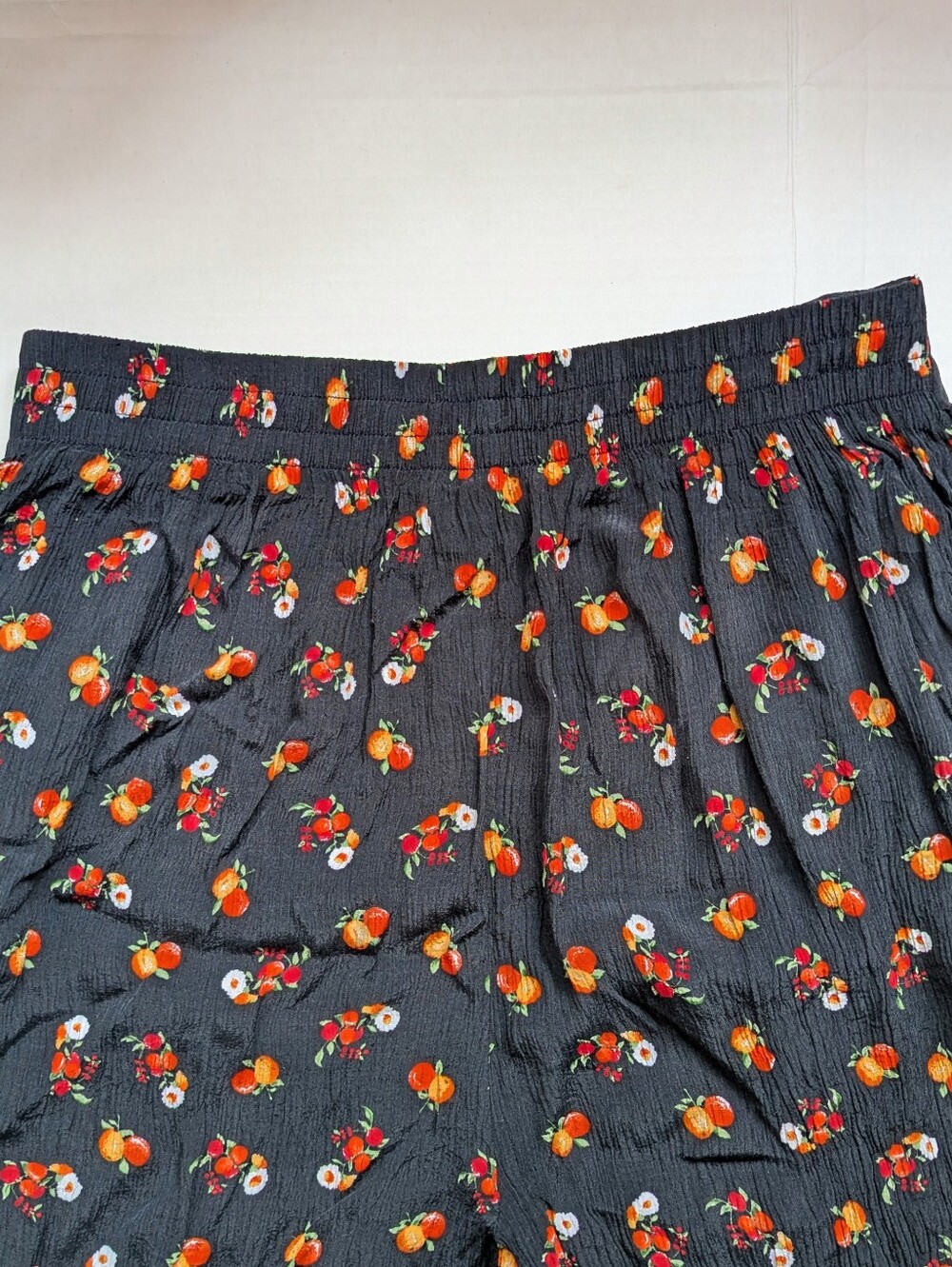 Vintage Crinkle Oranges + Flower Print High Waist Shorts - Picture 8 of 11